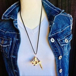 Tattoo Gun Replica Necklace w/Copper Realistic Looking Unique Coils on 28”L Cord